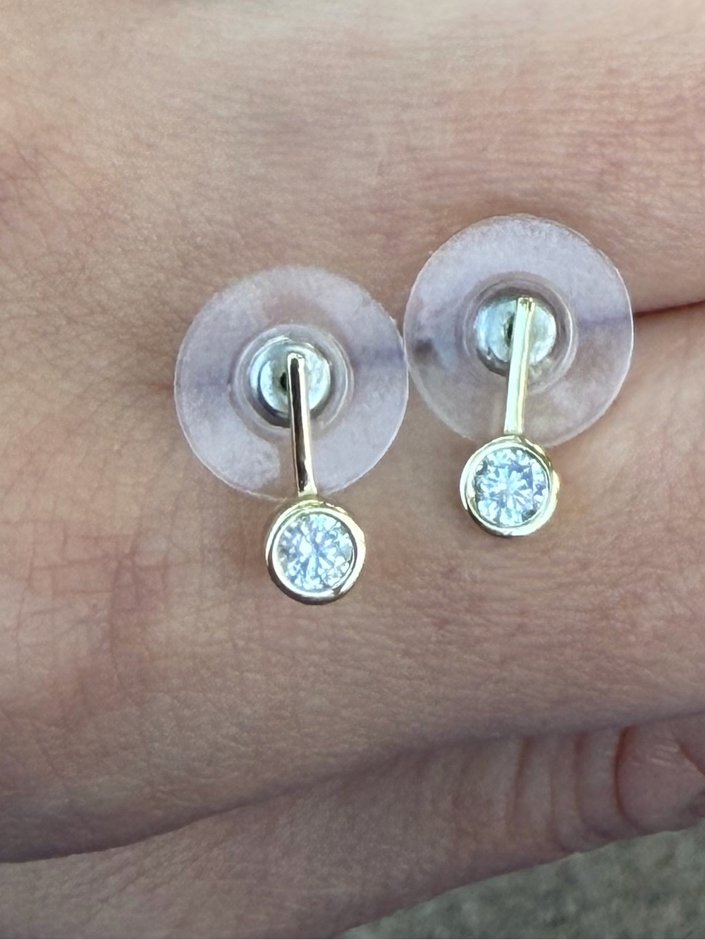 VGUC Fallon 14K Gold Bezel Earrings 5mm